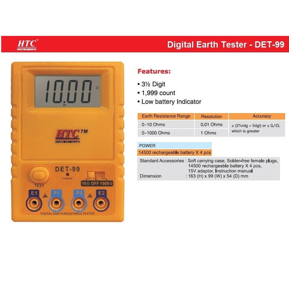 HTC: DET-99 0-10-1000 Ohms Digital Earth Resistance Tester