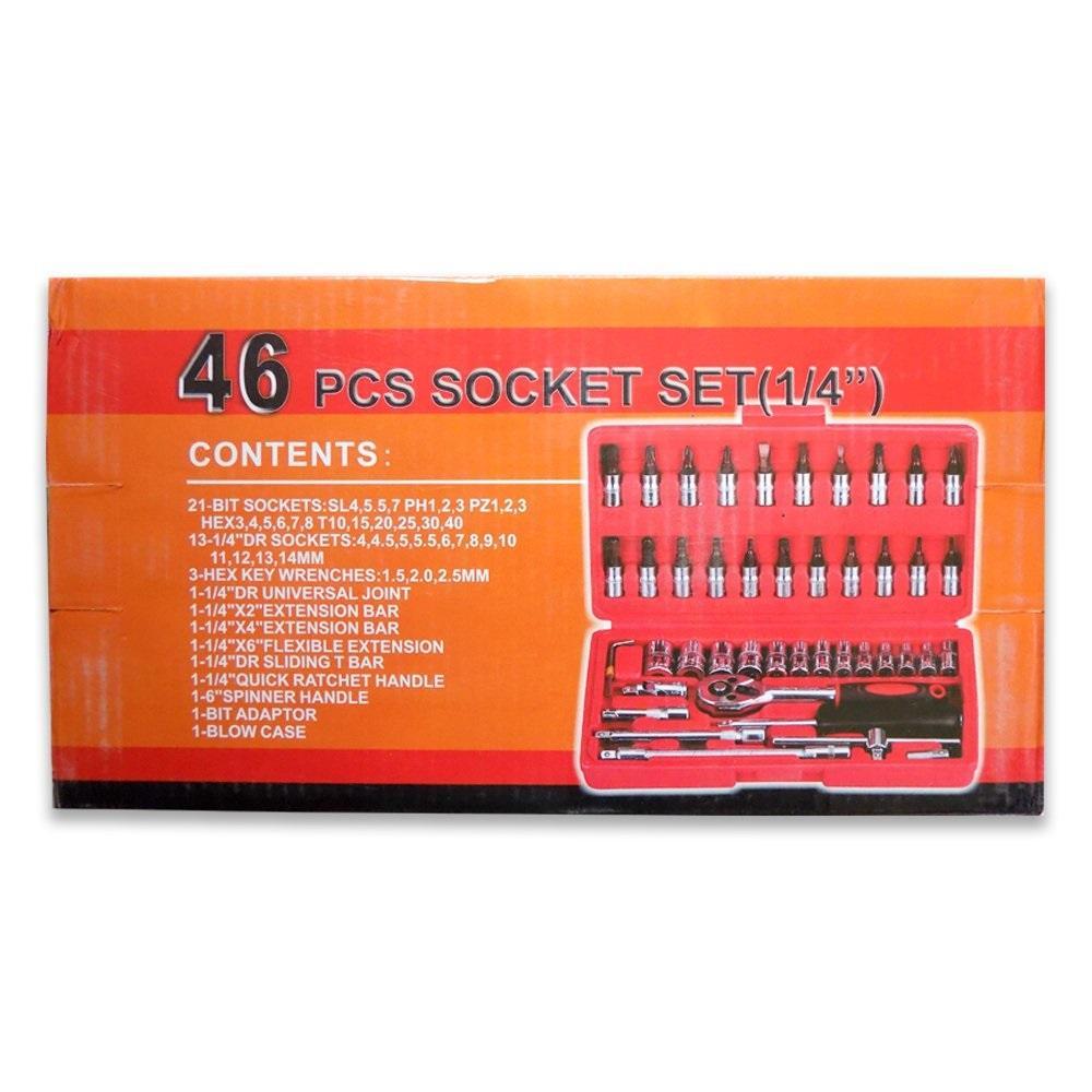46pcs Socket Combination Set 1/4 Inch DIY Repair Tool Kit