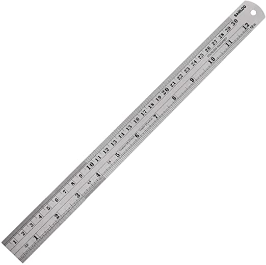 Generic: Stainless Steel Ruler Metal Scale 12inch/ 30cm - Pack of 1 - Craft
