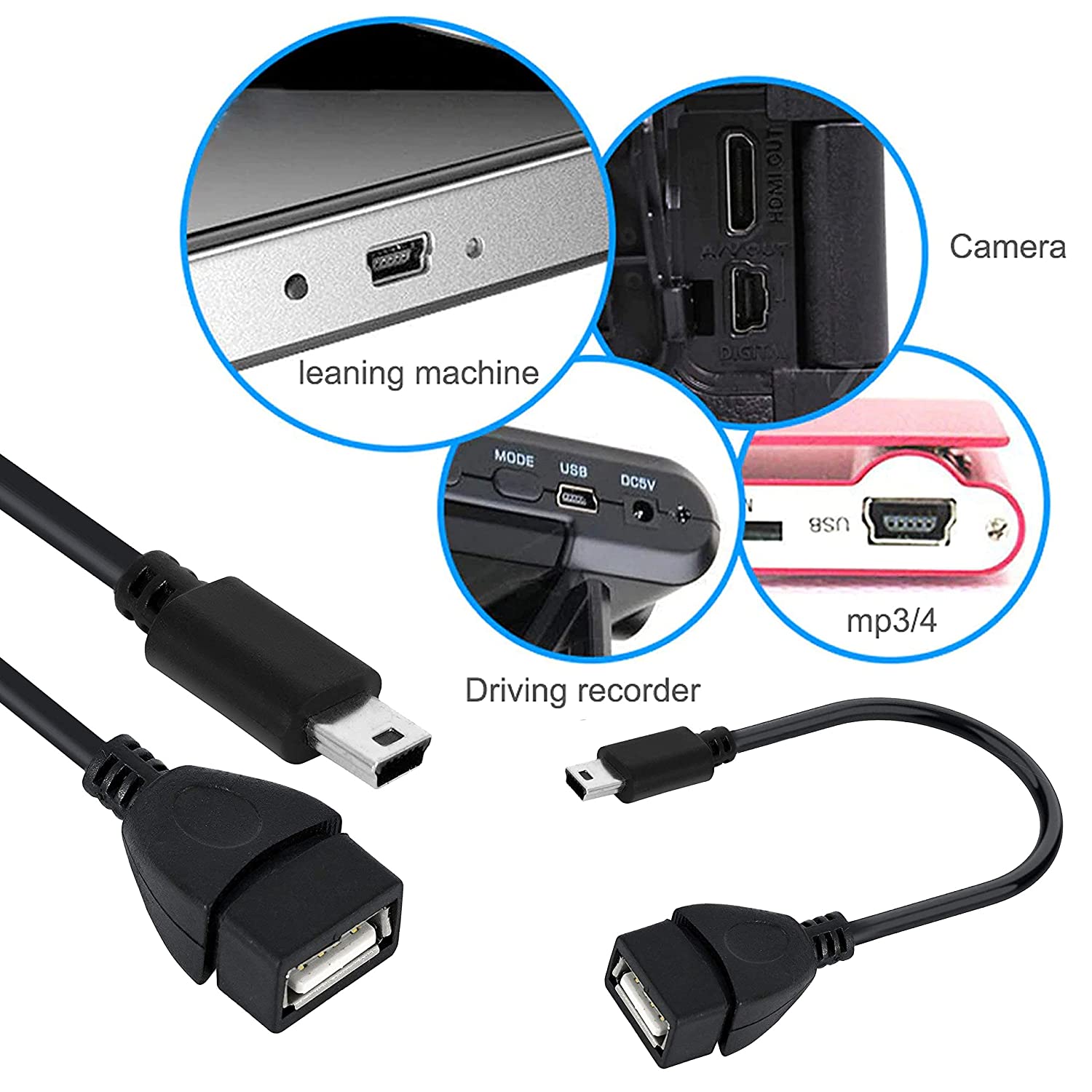 Mini USB Male to USB Female OTG Adapting Cable