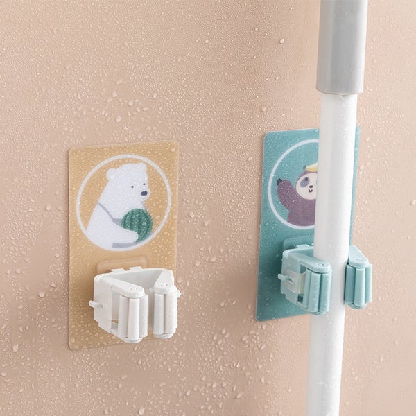 Mop and Broom Holder With Sticky Cartoon Sticker