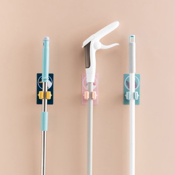 Mop and Broom Holder With Sticky Cartoon Sticker