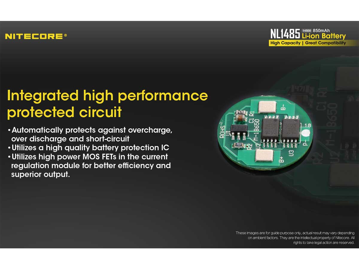 Nitecore: NL1485 14500 850mAh 3.7V Rechargeable Lithium-Ion Battery