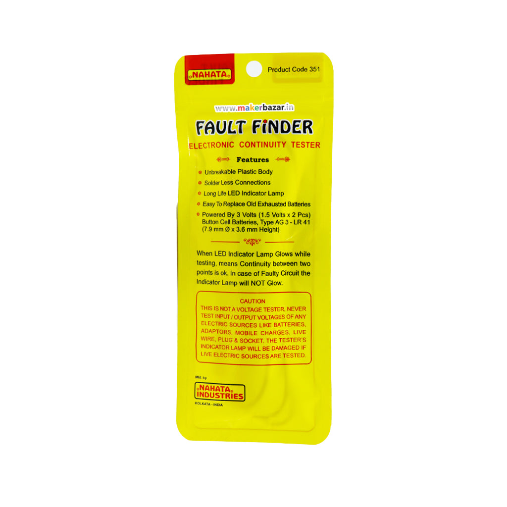 Nahata: Fault Finder Electronic Continuity Tester with Button Cells