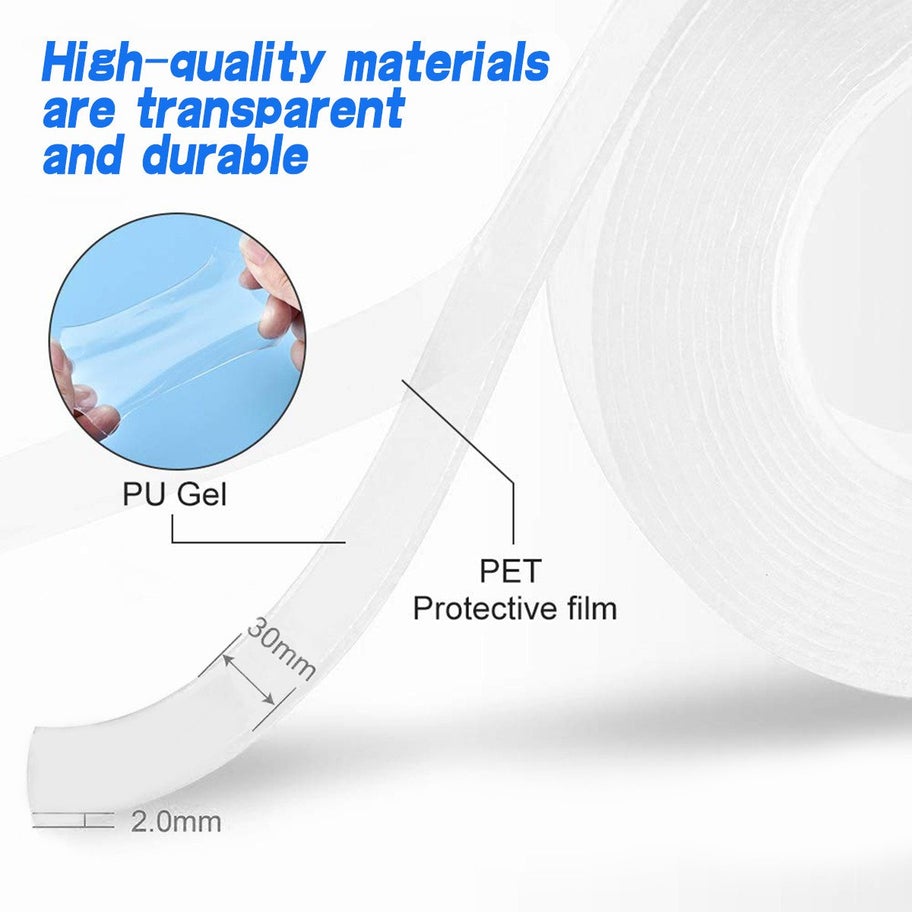 30mm Double-Sided Nano Adhesive Silicone Grip Gel Tape
