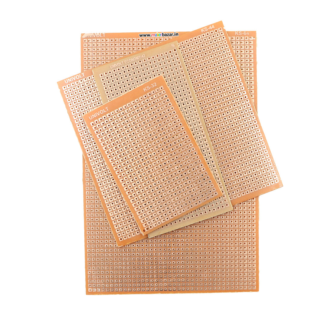 Univolt: Dot Board / Perforated Vero Board PCB Single Sided Printed Circuit Zero Board - Copper