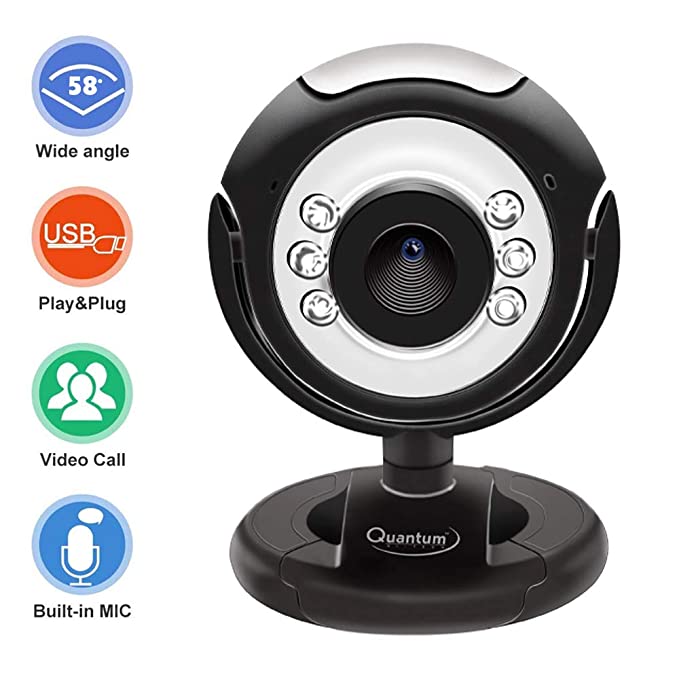 Quantum QHM495LM 6 Light USB Webcam for Laptop/Desktop