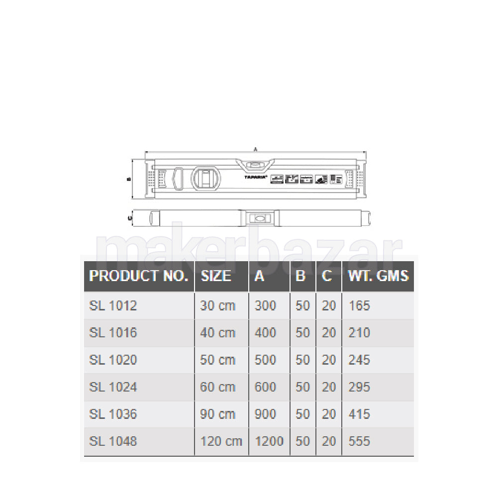 Taparia: SLM 1012 Spirit Level (1.0mm Accuracy With Magnet) 300mm/12 inch