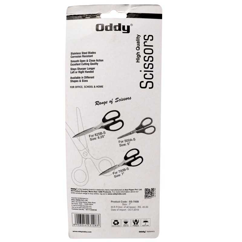 Oddy: SS-700-B Stainless Steel All-Purpose Scissor 7inch/175mm
