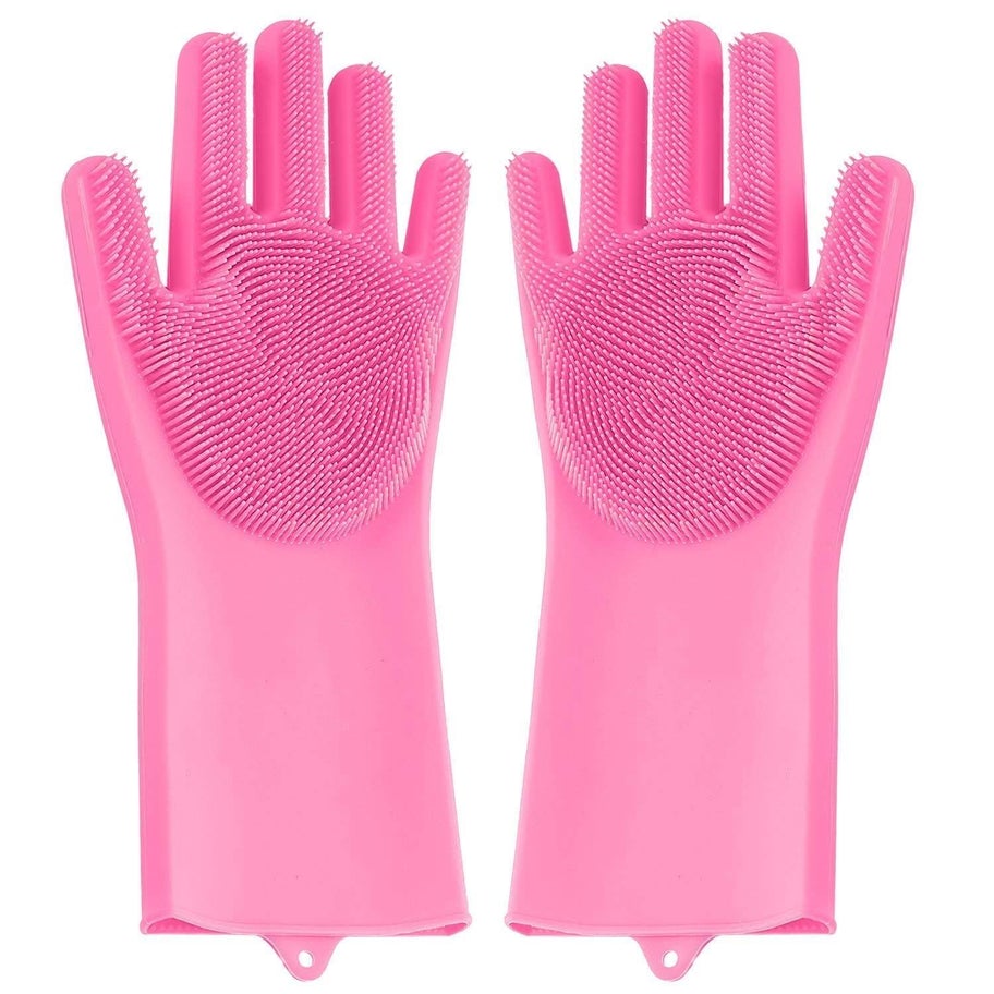 Silicone Gloves with Scrubber for Cleaning (Pair) Kim