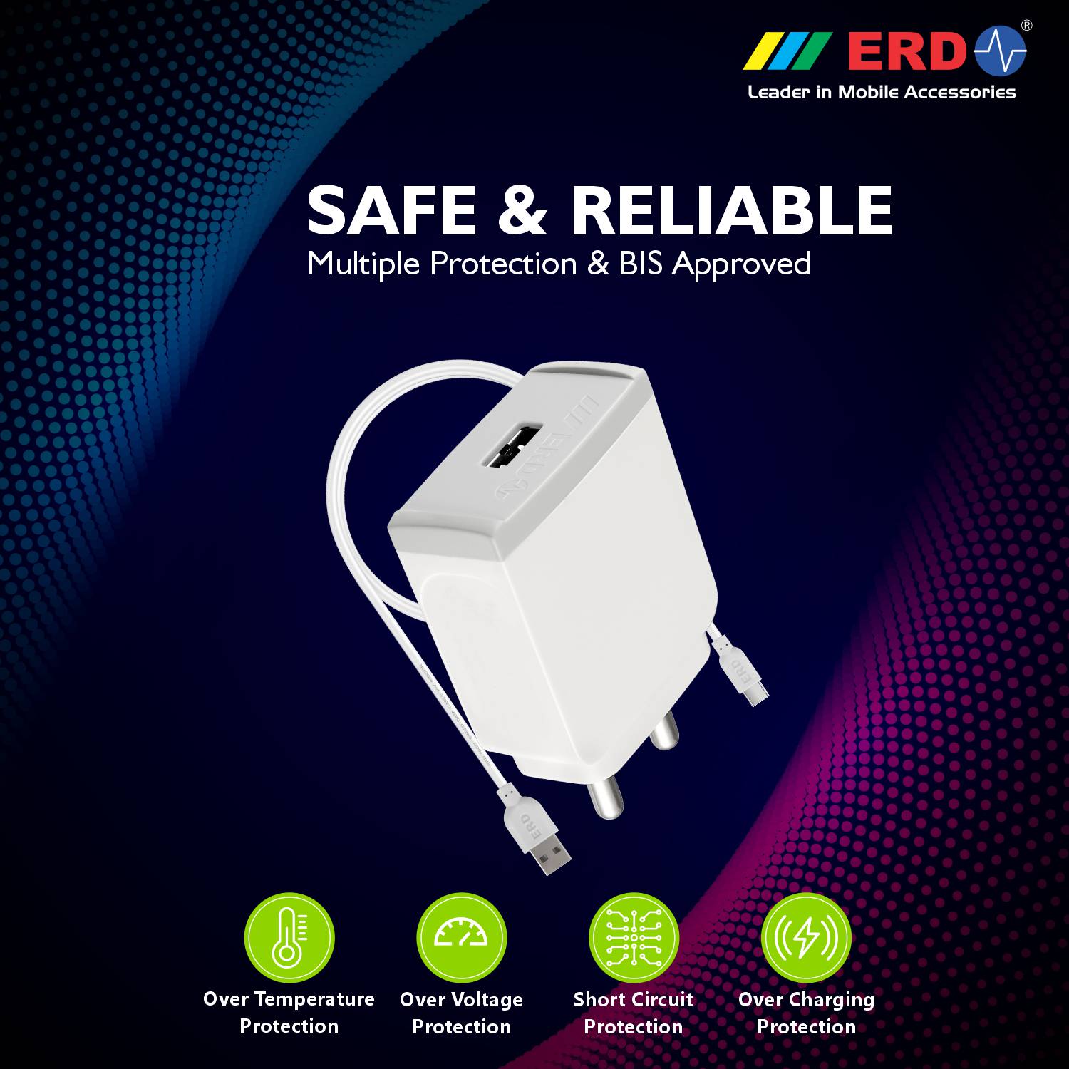 ERD: TC-31 5V 3A USB Adapter With Type-C USB Cable (Fast Mobile Charger)