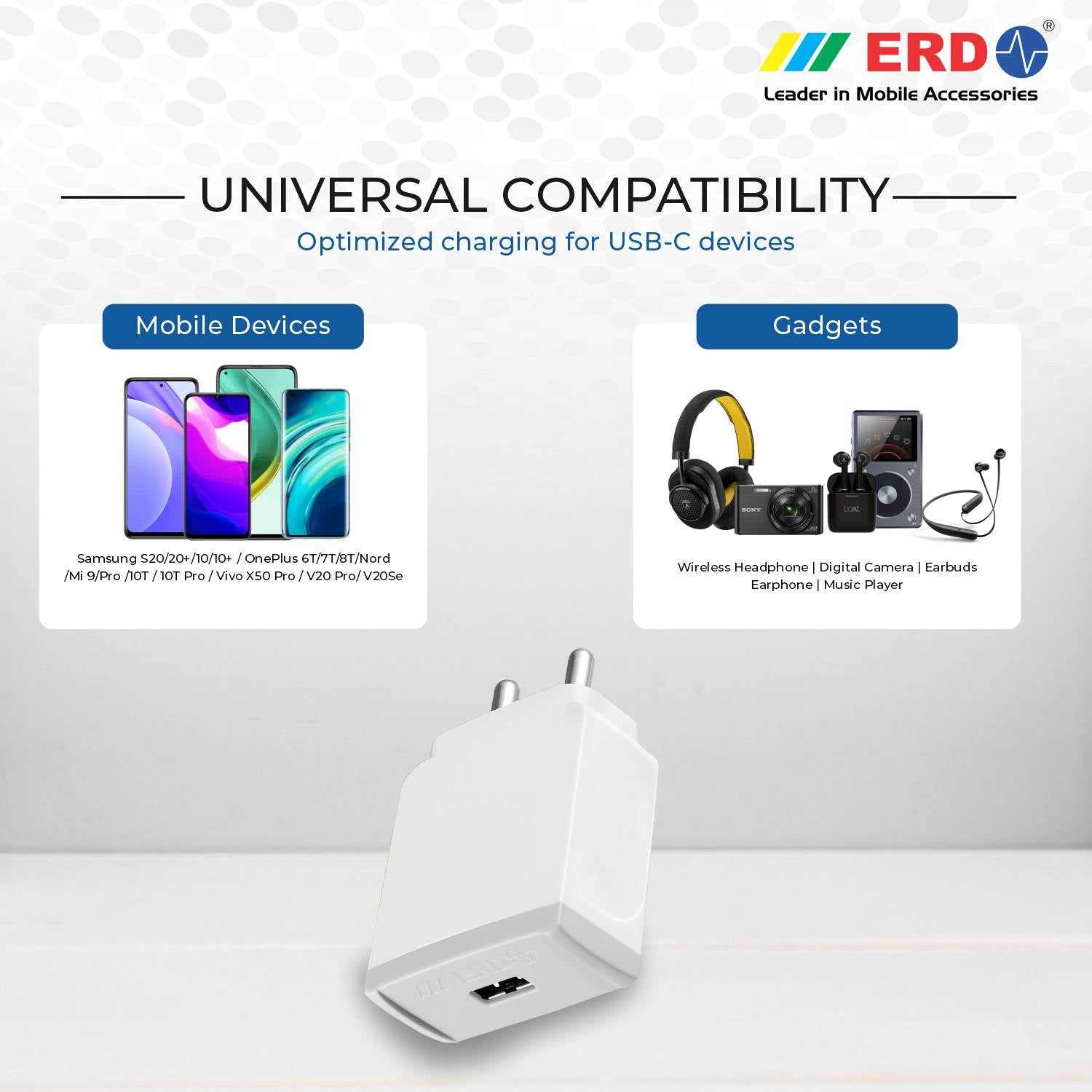ERD: TC-31 5V 3A USB Adapter With Type-C USB Cable (Fast Mobile Charger)