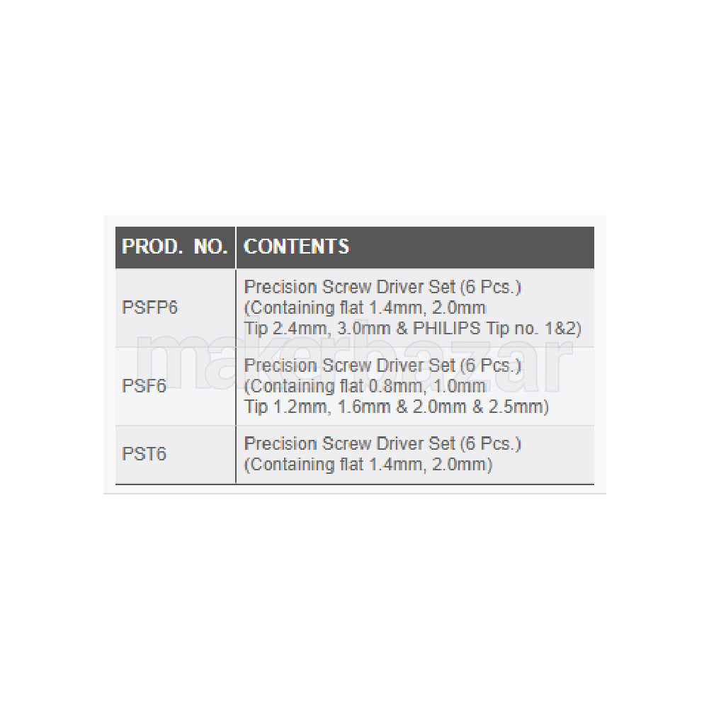 Taparia: PSF 6 Precision Screwdriver Sets (6 pcs)