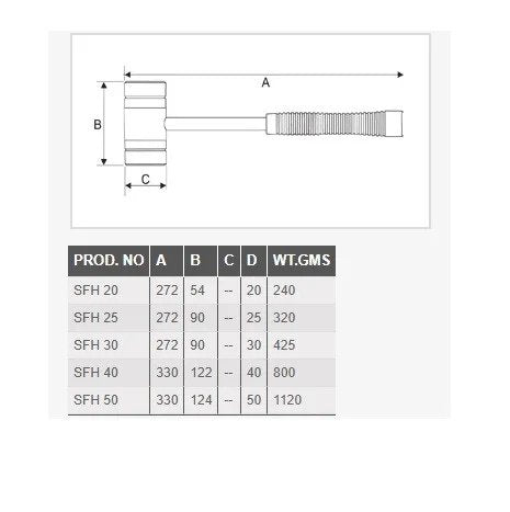 Taparia: SFH30 30mm Soft Faced Plastic Mallet Hammer with Rubber Grip Handle