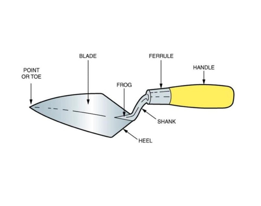 MT2 Masonry Gauging Trowel Round Toe Straight Heel with Wooden Handle 14inch