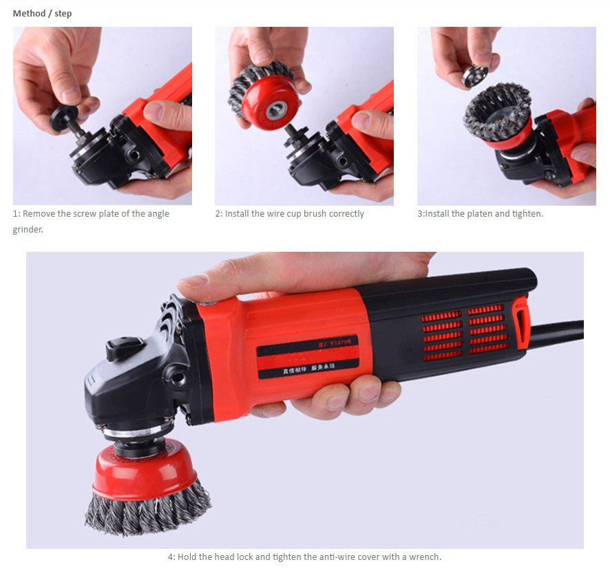 Knotted Wire Wheel Cup Brush (Black/Grey/Green)