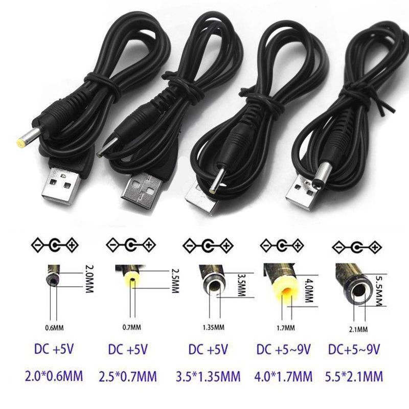 USB to DC Plug Converter Wire Cable 5.5x2.1mm