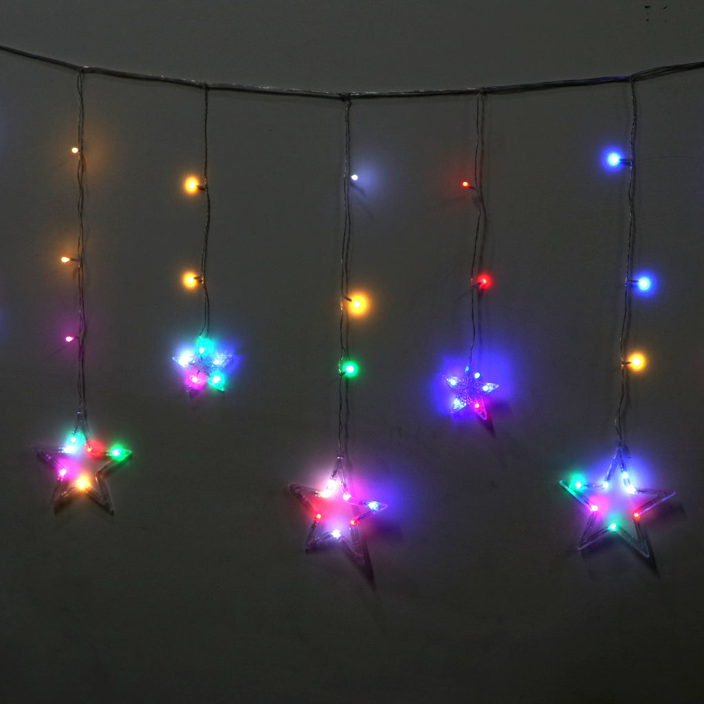 6+6 Multi-Color Star LED Curtain Lights