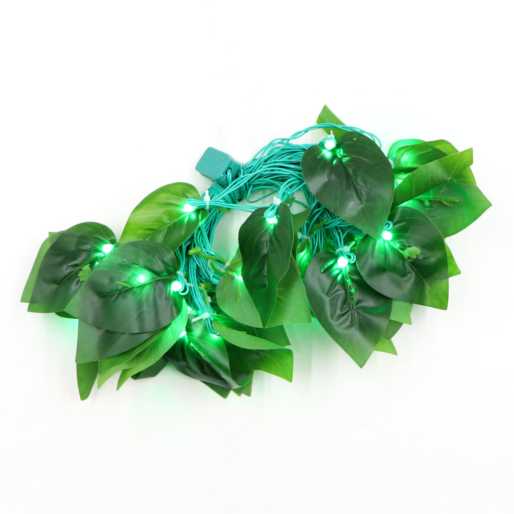 Big Dark Green Leaf 38 LED String Fairy Lights