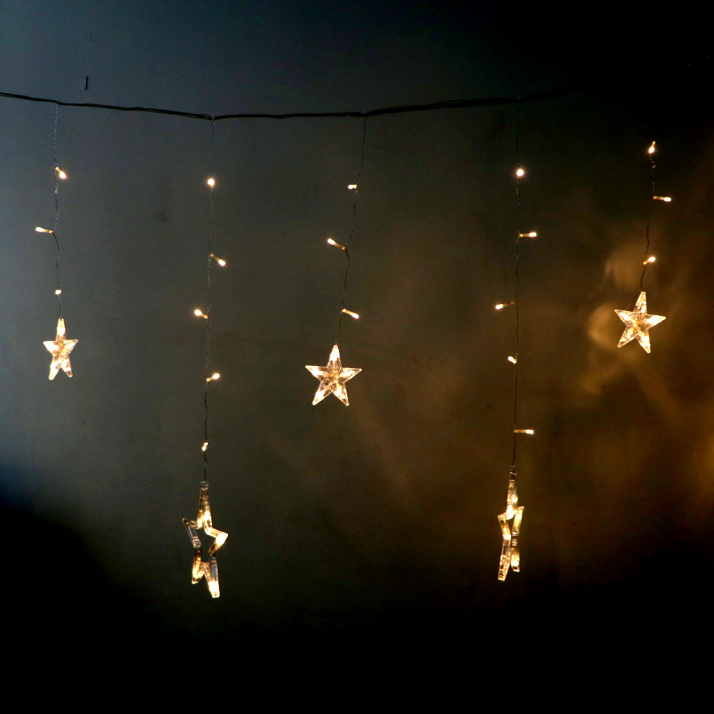 6+6 Warm White Star LED Curtain Lights