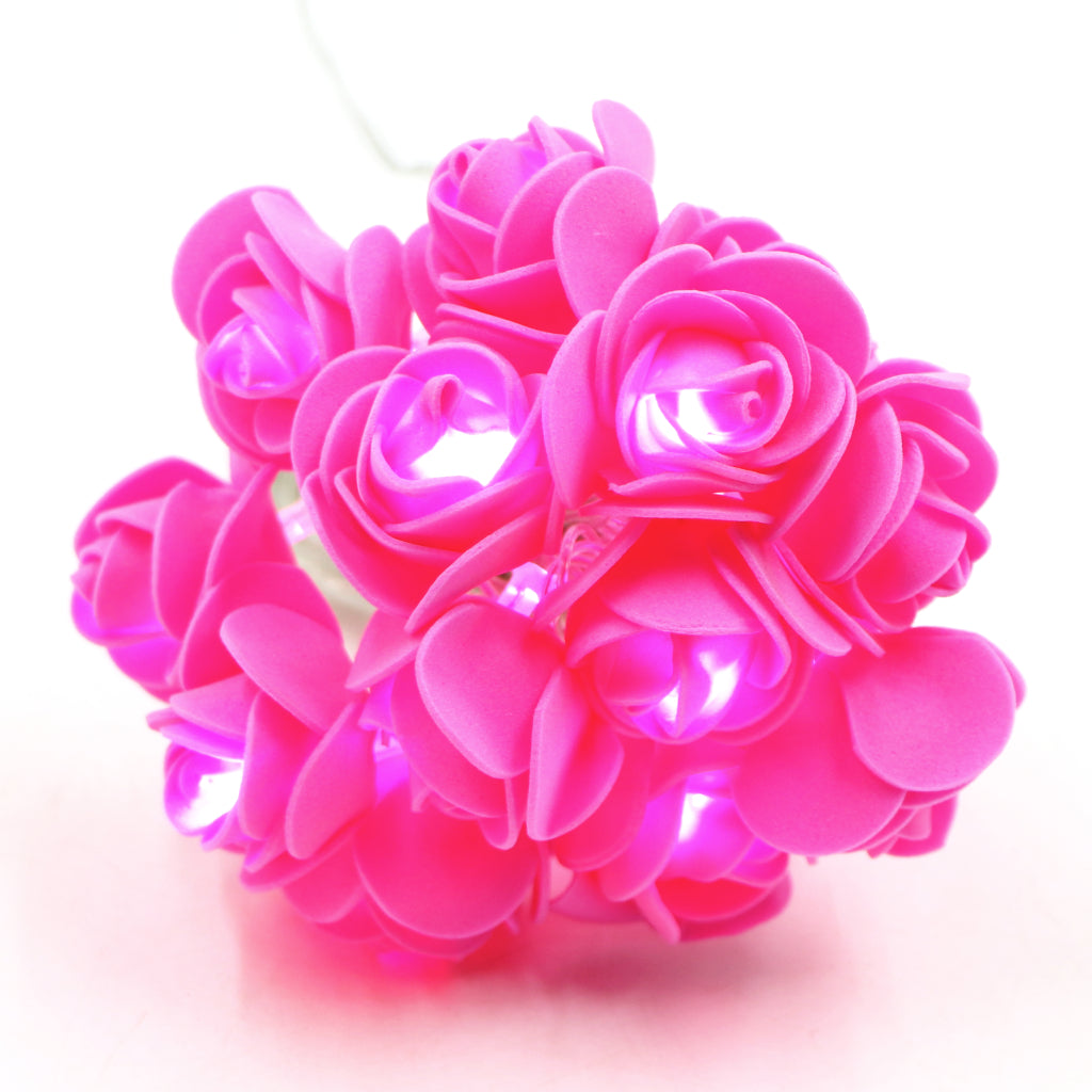 Small Dark Pink Rose 14 LED String Fairy Lights