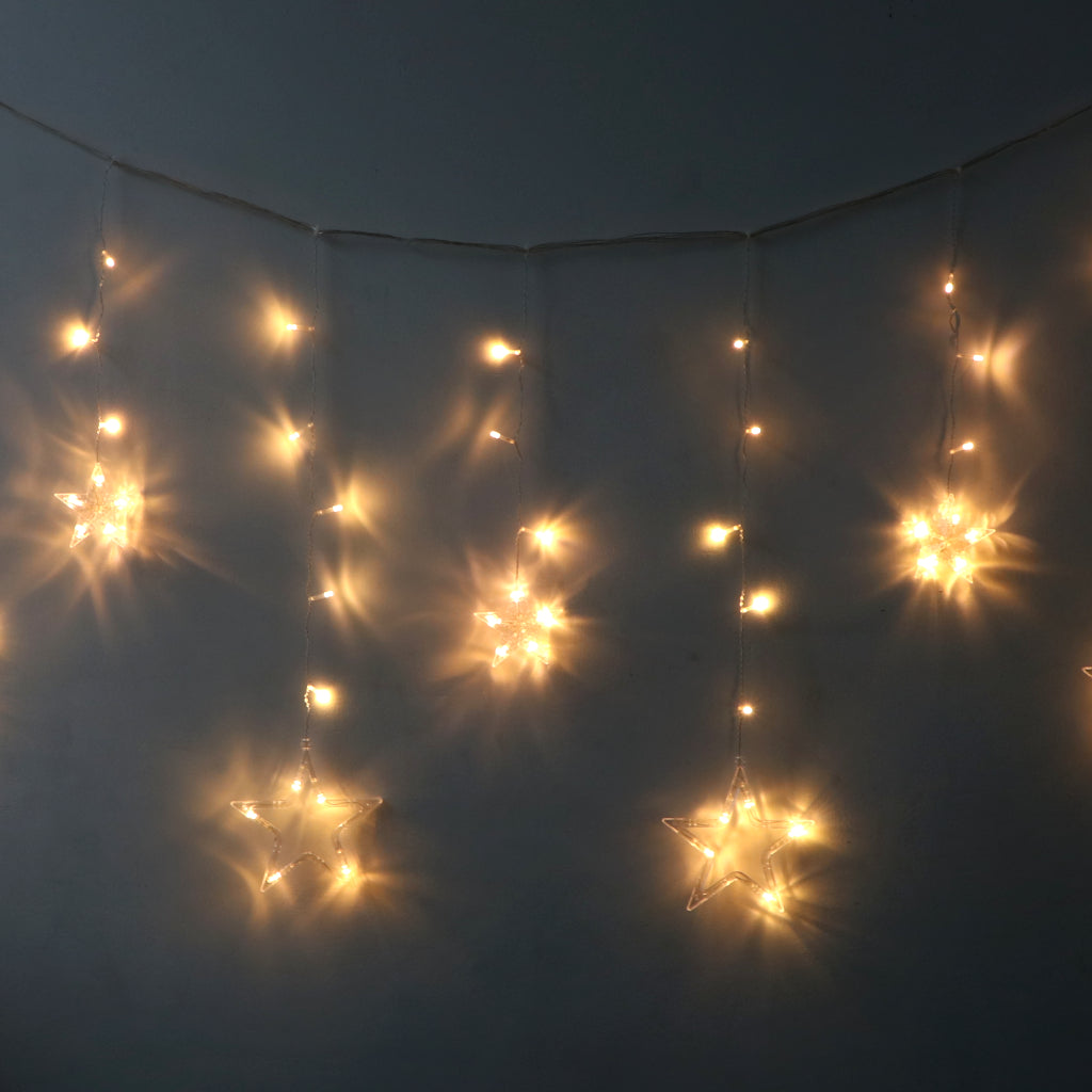 6+6 Warm White Star LED Curtain Lights