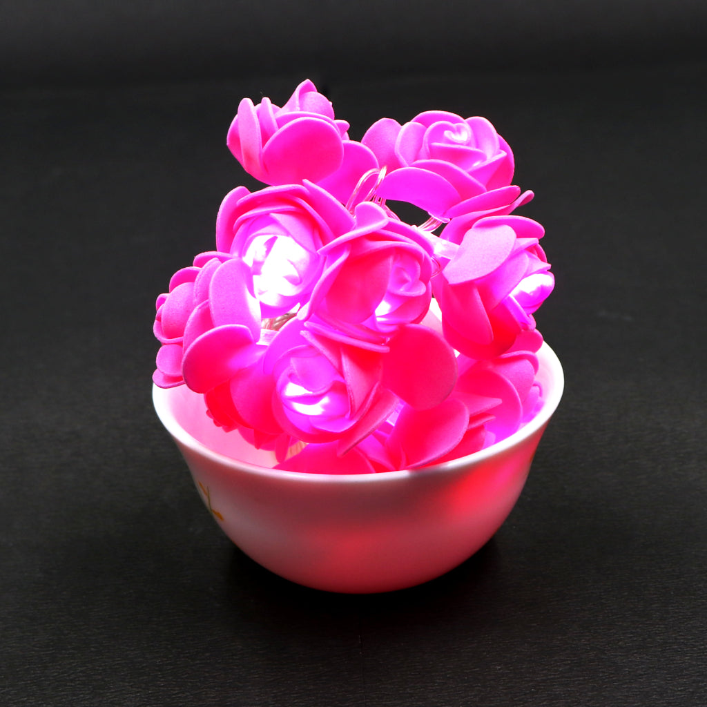 Small Dark Pink Rose 14 LED String Fairy Lights
