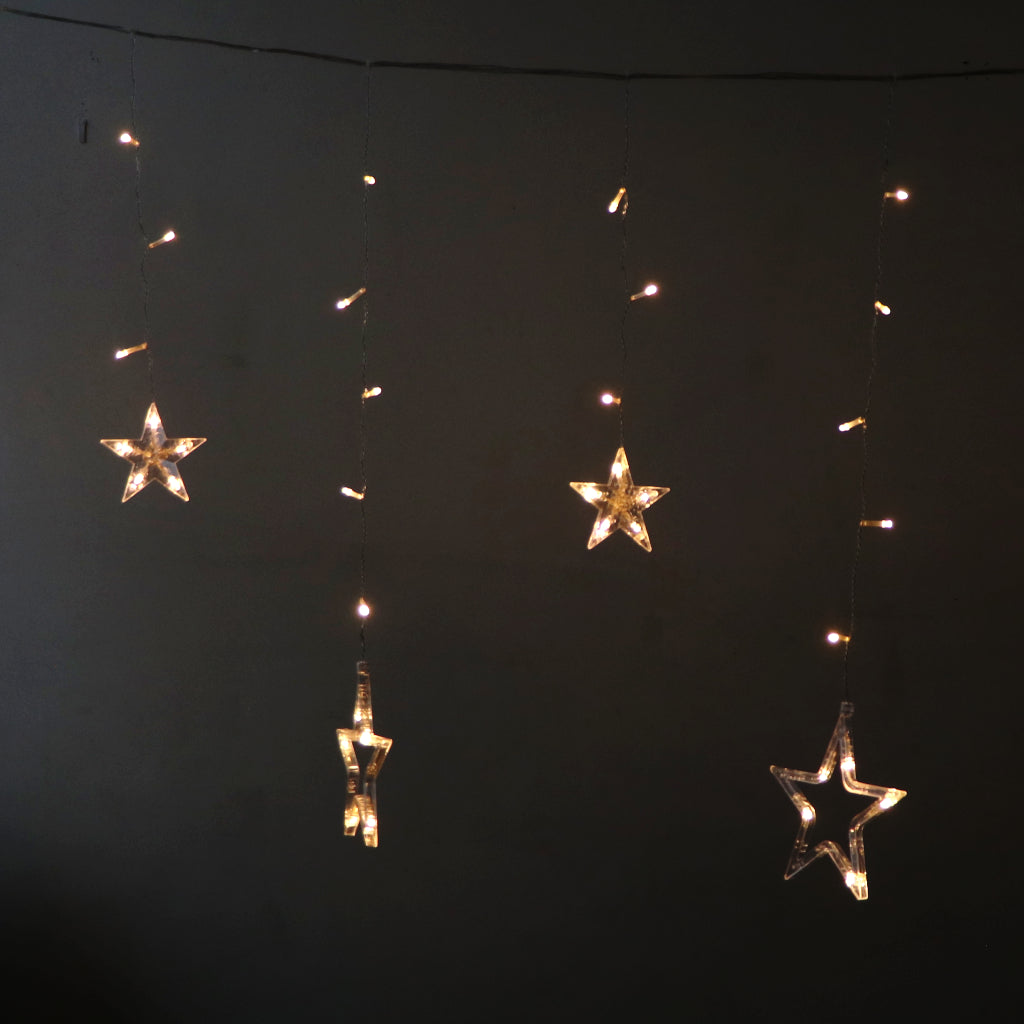 6+6 Warm White Star LED Curtain Lights