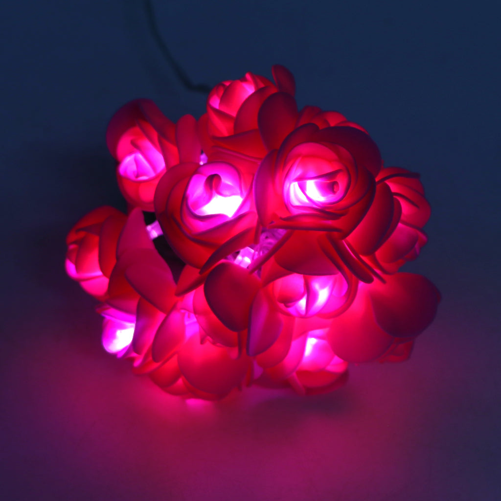 Small Dark Pink Rose 14 LED String Fairy Lights
