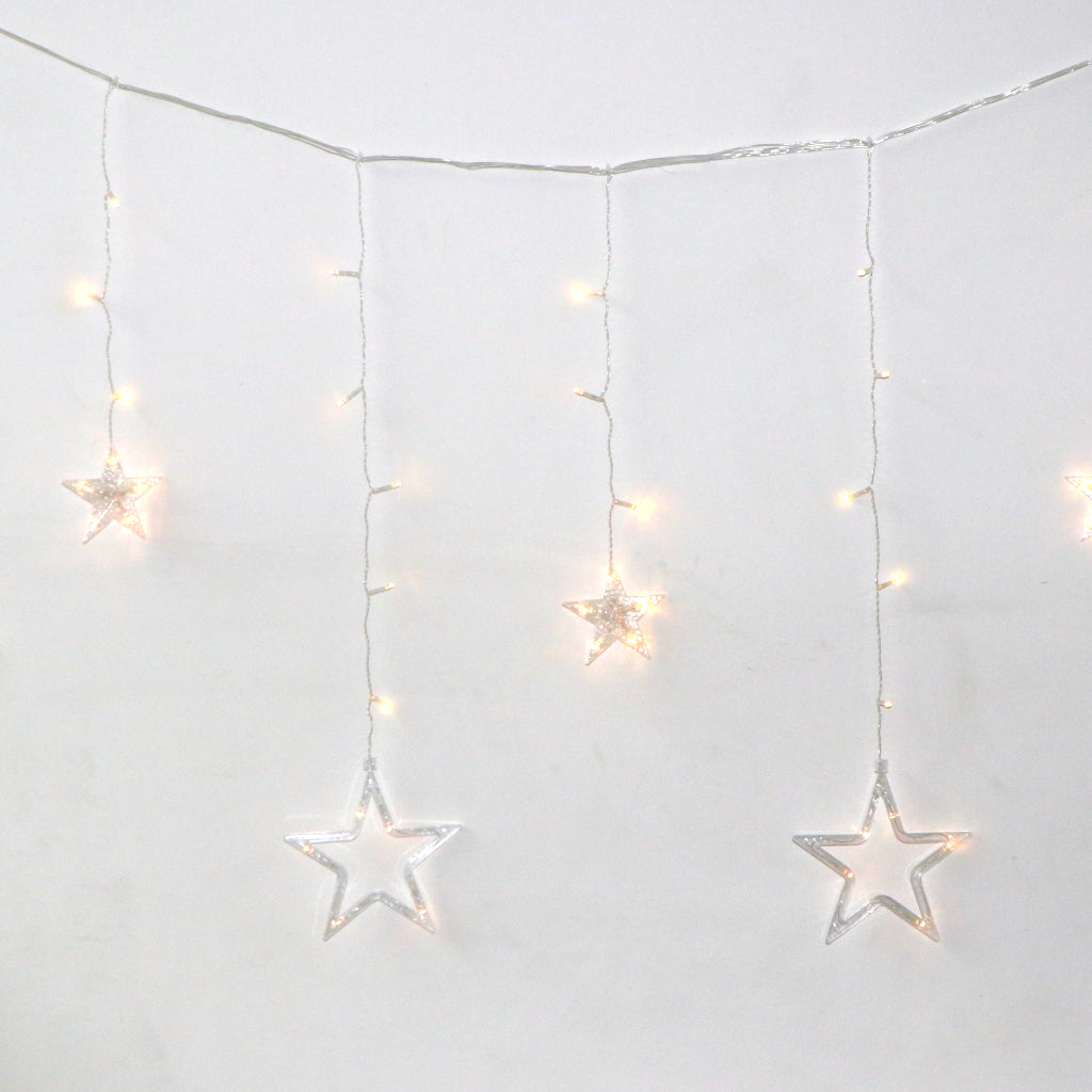 6+6 Warm White Star LED Curtain Lights