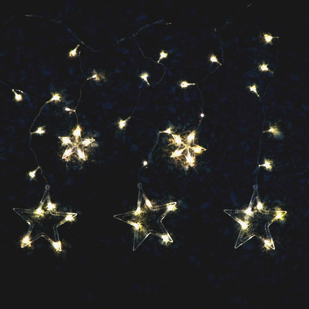 6+6 Warm White Star LED Curtain Lights