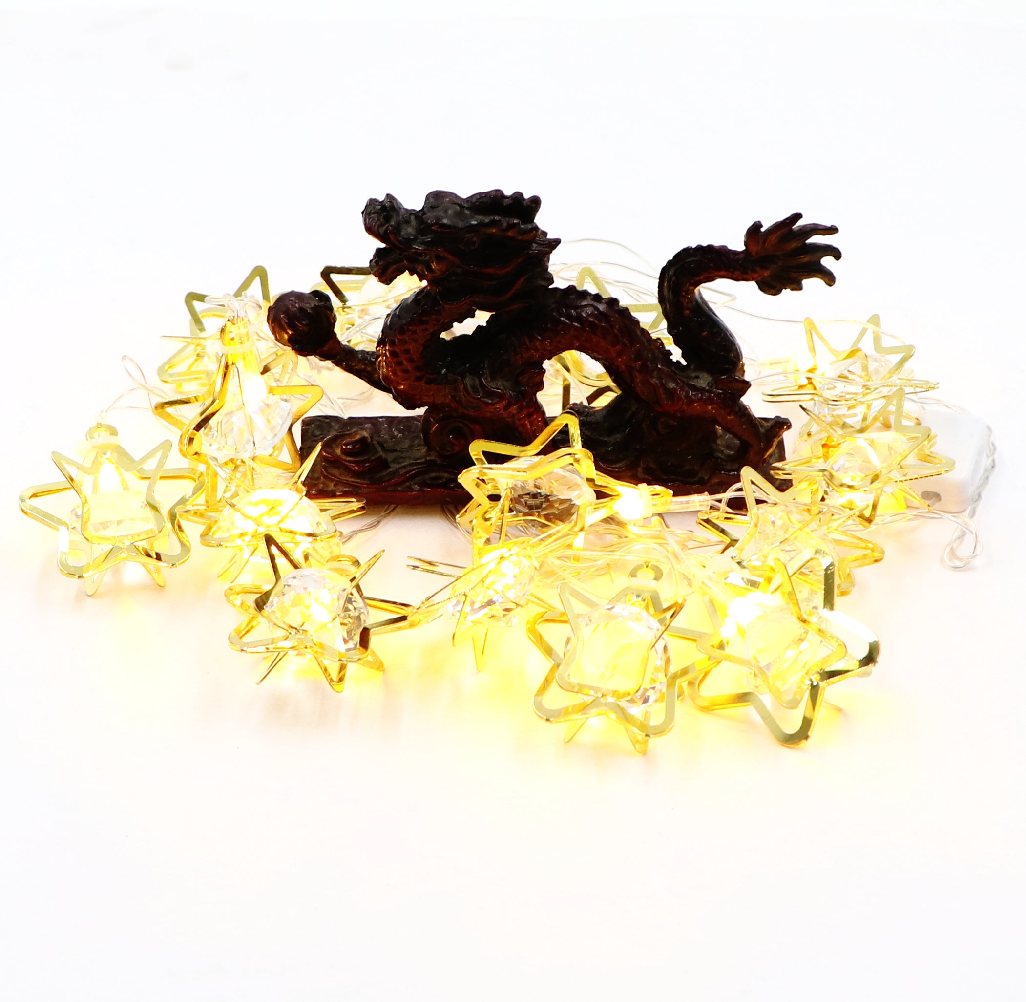 Diamond-in-Star 14 LED Golden String Lights