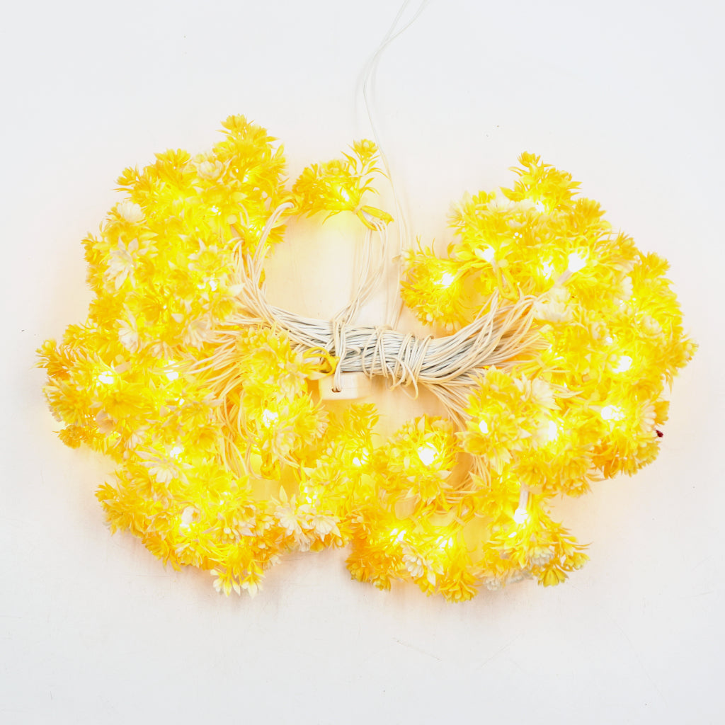 Small Yellow Flower With White Tip 60 LED String Fairy Lights