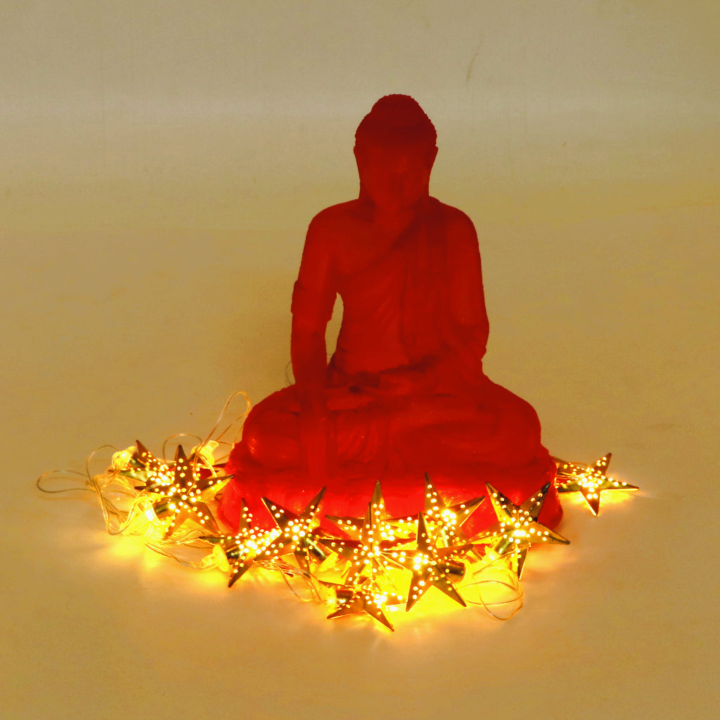 Metal Star Shape 14 LED Golden String Lights