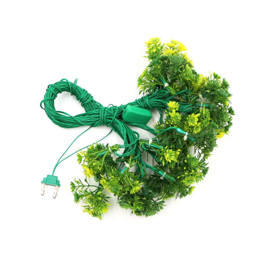 Small Yellow + Green Flower 24 LED String Fairy Lights