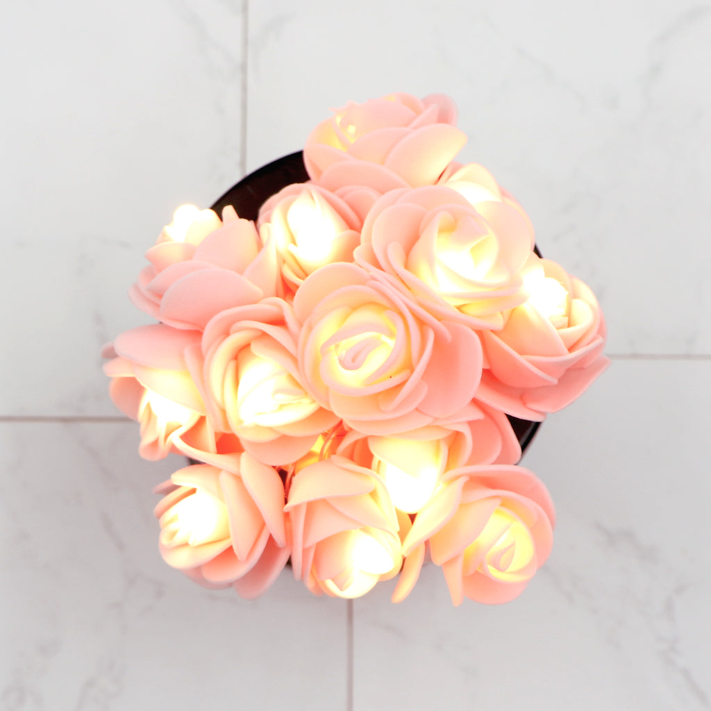 Small Lite Pink Rose 14 LED String Fairy Lights