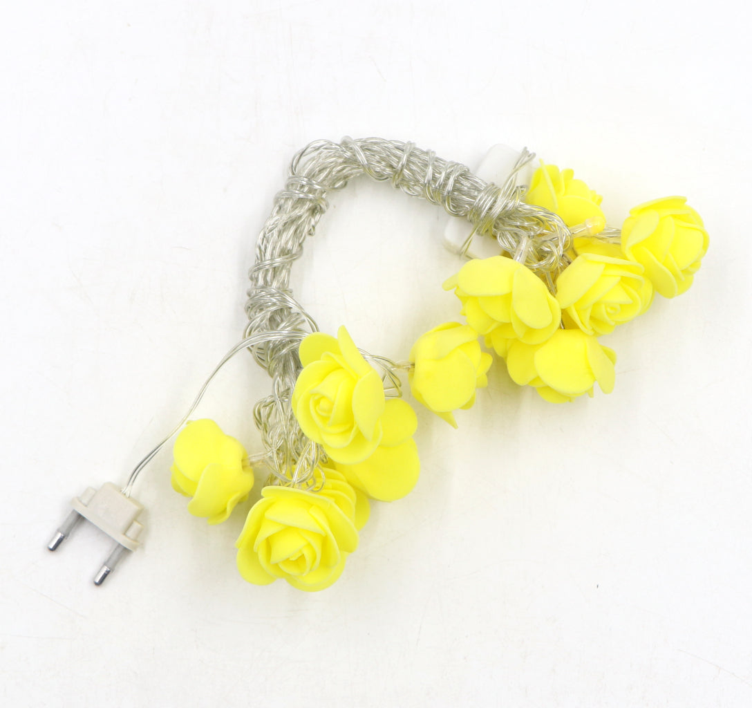 Small Yellow Rose 14 LED String Fairy Lights