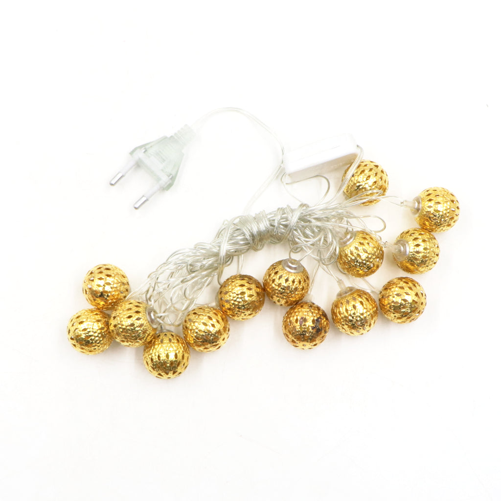 Metal Ball Shape 14 LED Golden String Lights