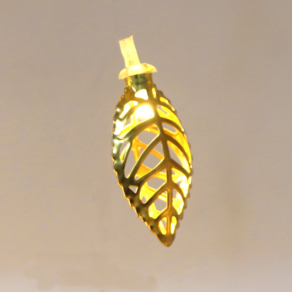 Metal Leaf Shape 14 LED Golden String Lights