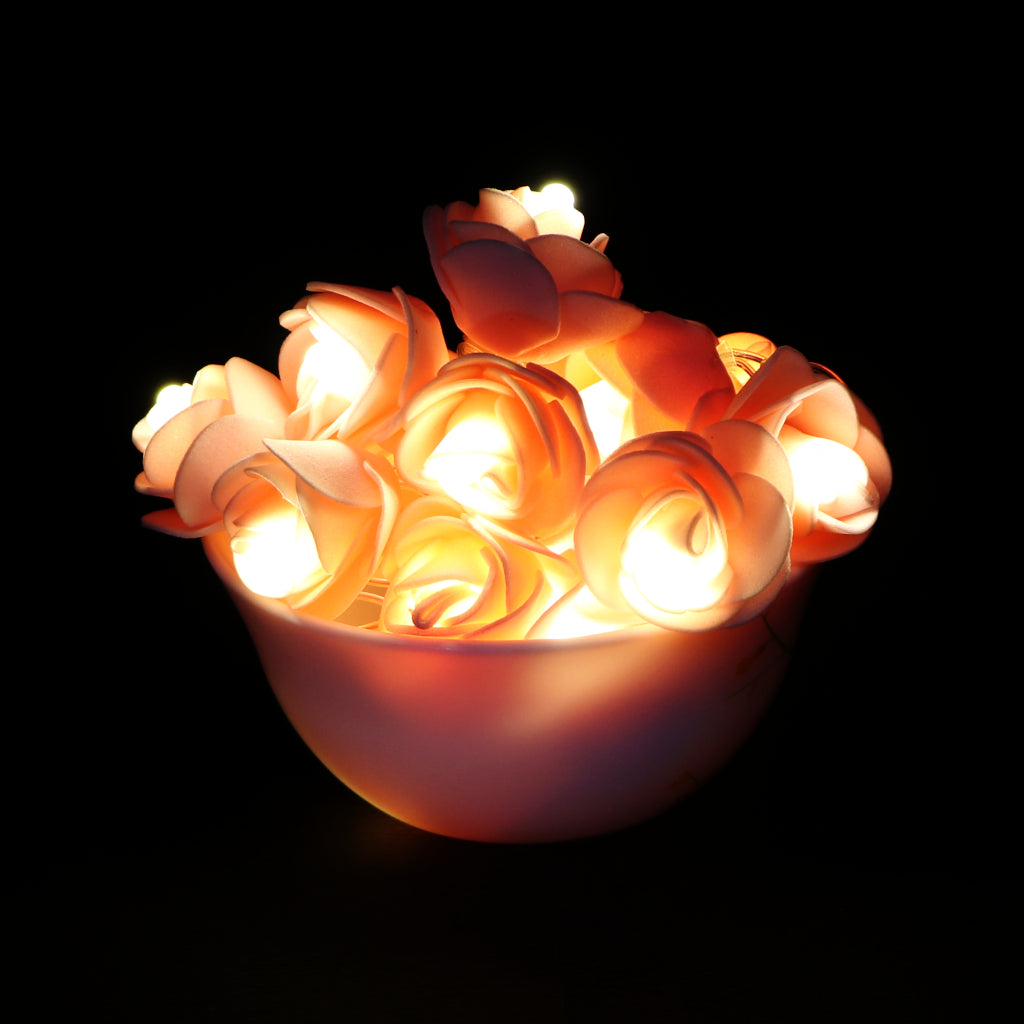 Small Lite Pink Rose 14 LED String Fairy Lights