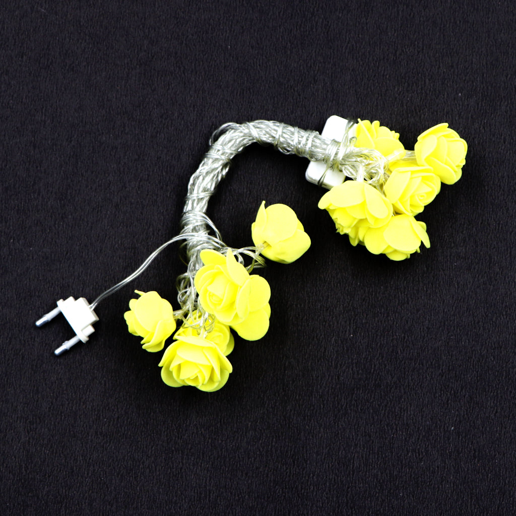 Small Yellow Rose 14 LED String Fairy Lights