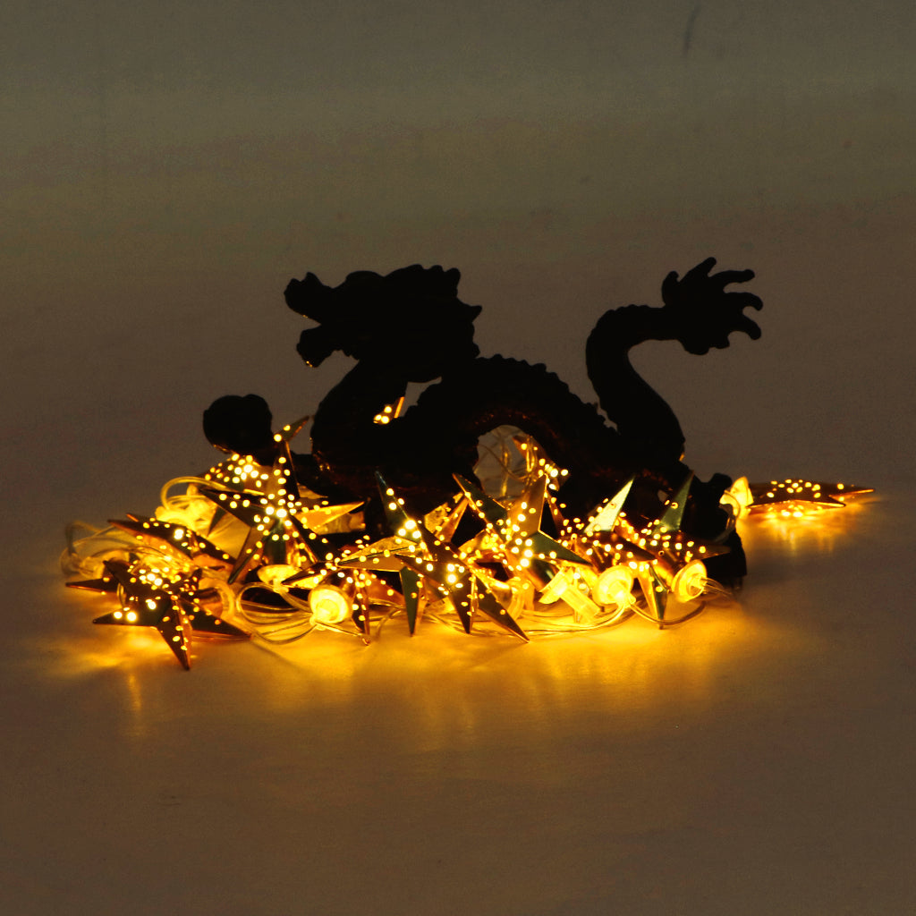 Metal Star Shape 14 LED Golden String Lights