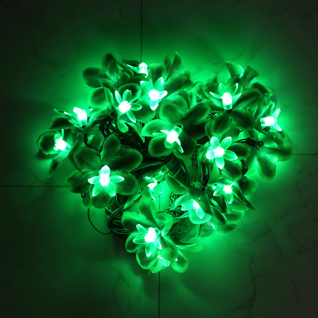 Green Silicon Flower 24 LED String Fairy Lights