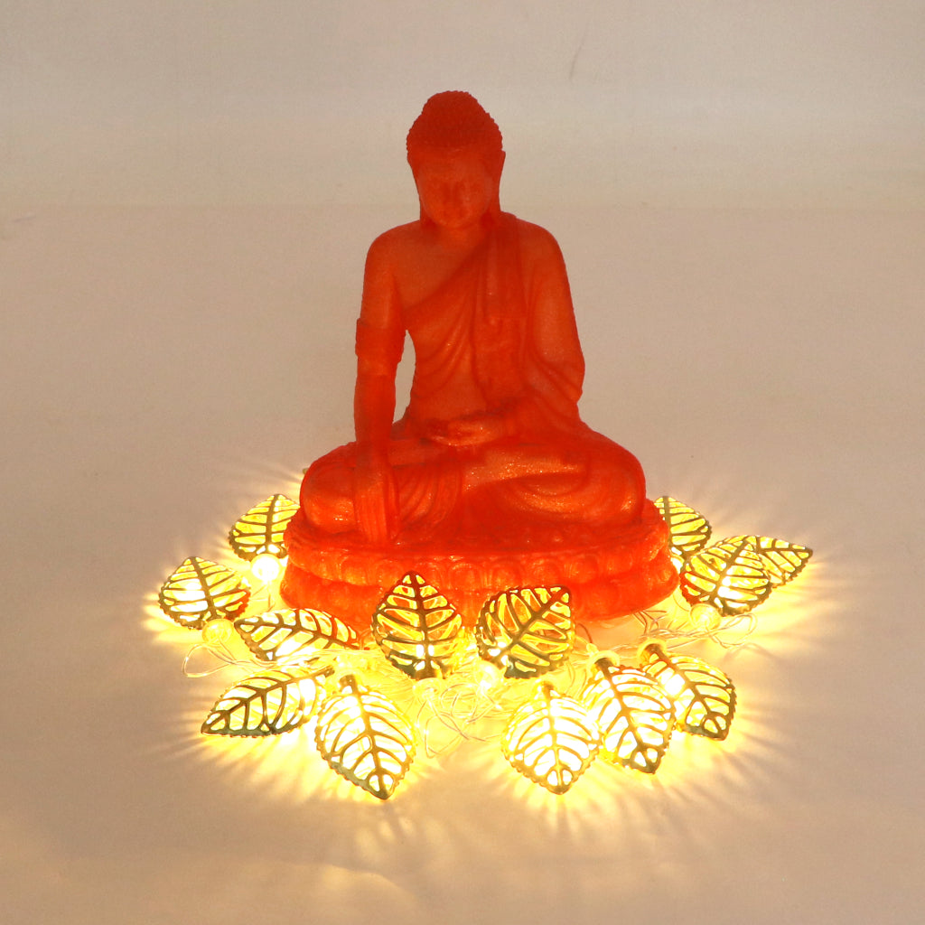 Metal Leaf Shape 14 LED Golden String Lights