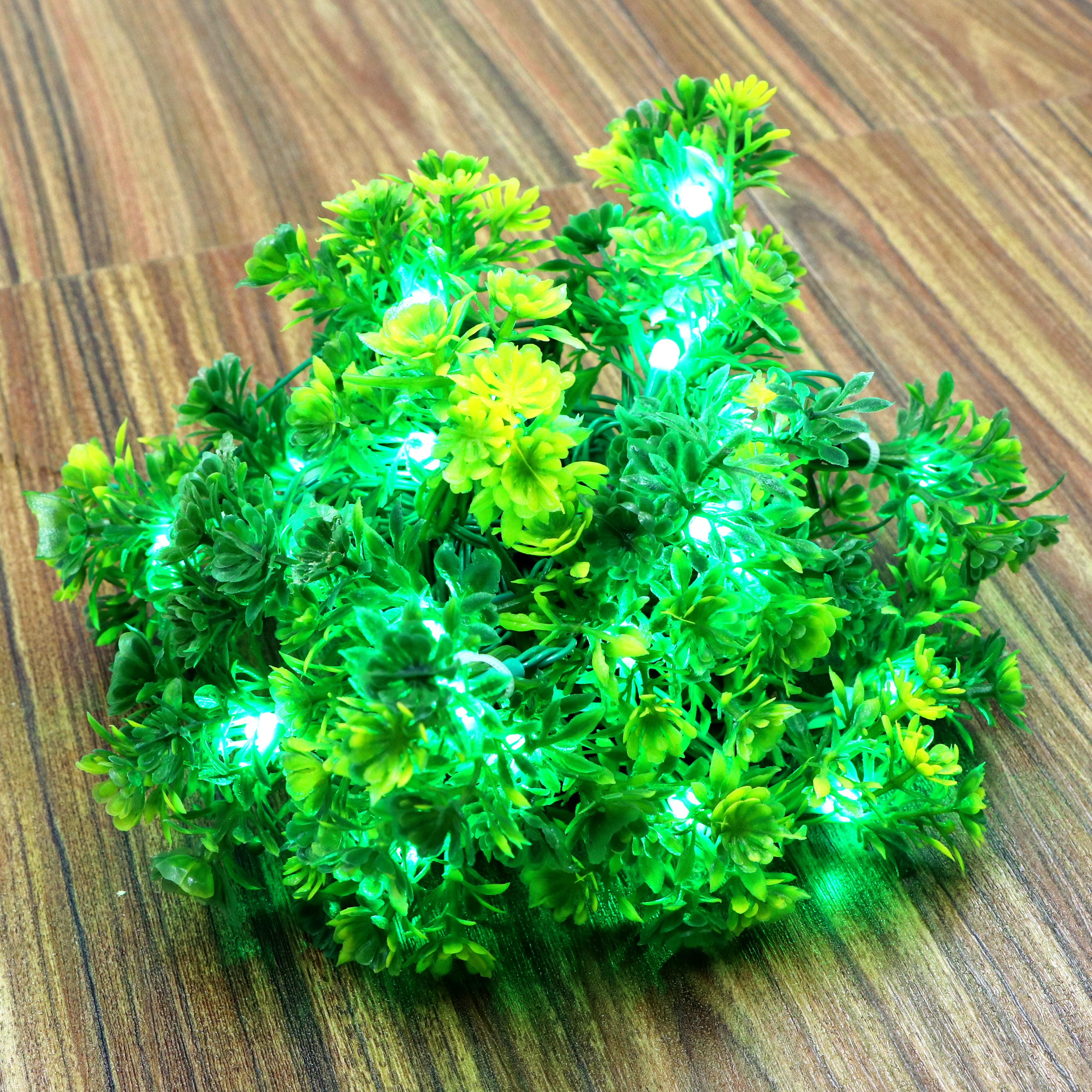 Small Yellow + Green Flower 24 LED String Fairy Lights