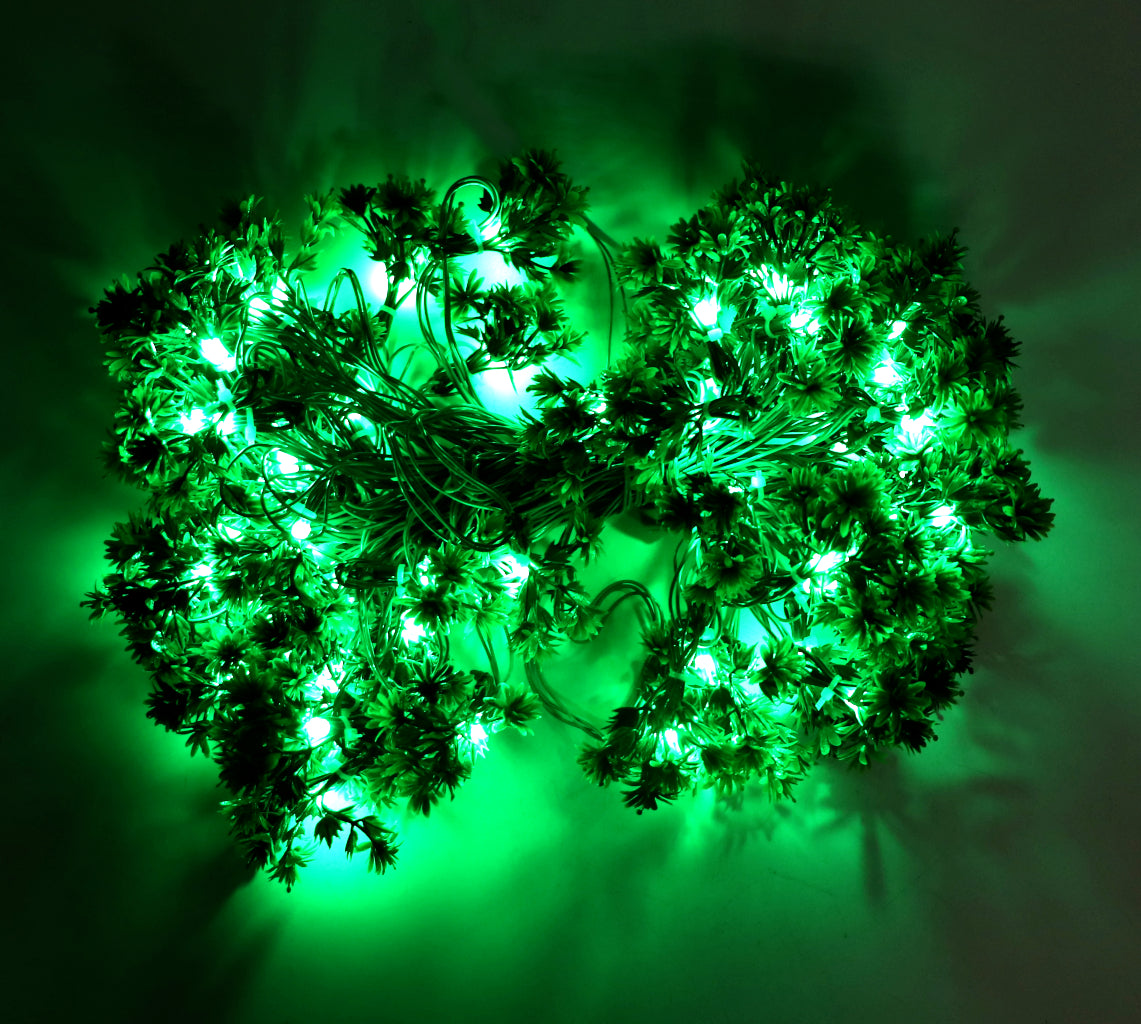 Small Green Flowers 60 LED String Fairy Lights