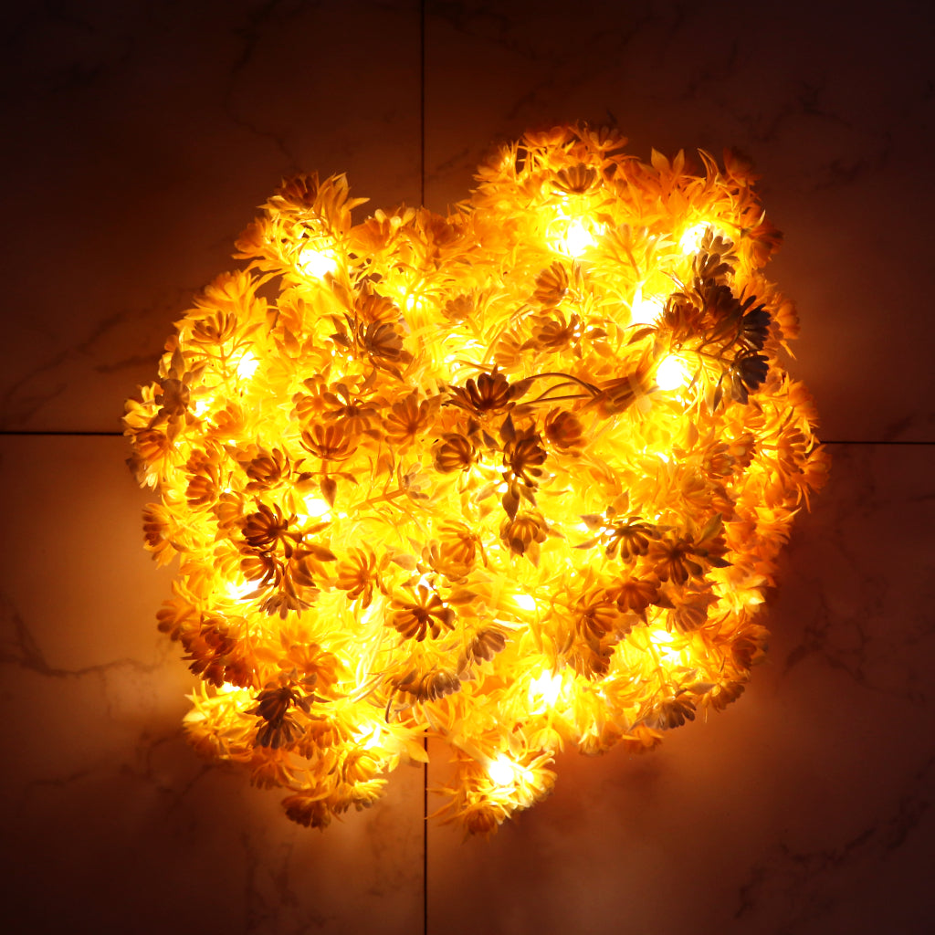 Small Yellow Flower With White Tip 60 LED String Fairy Lights