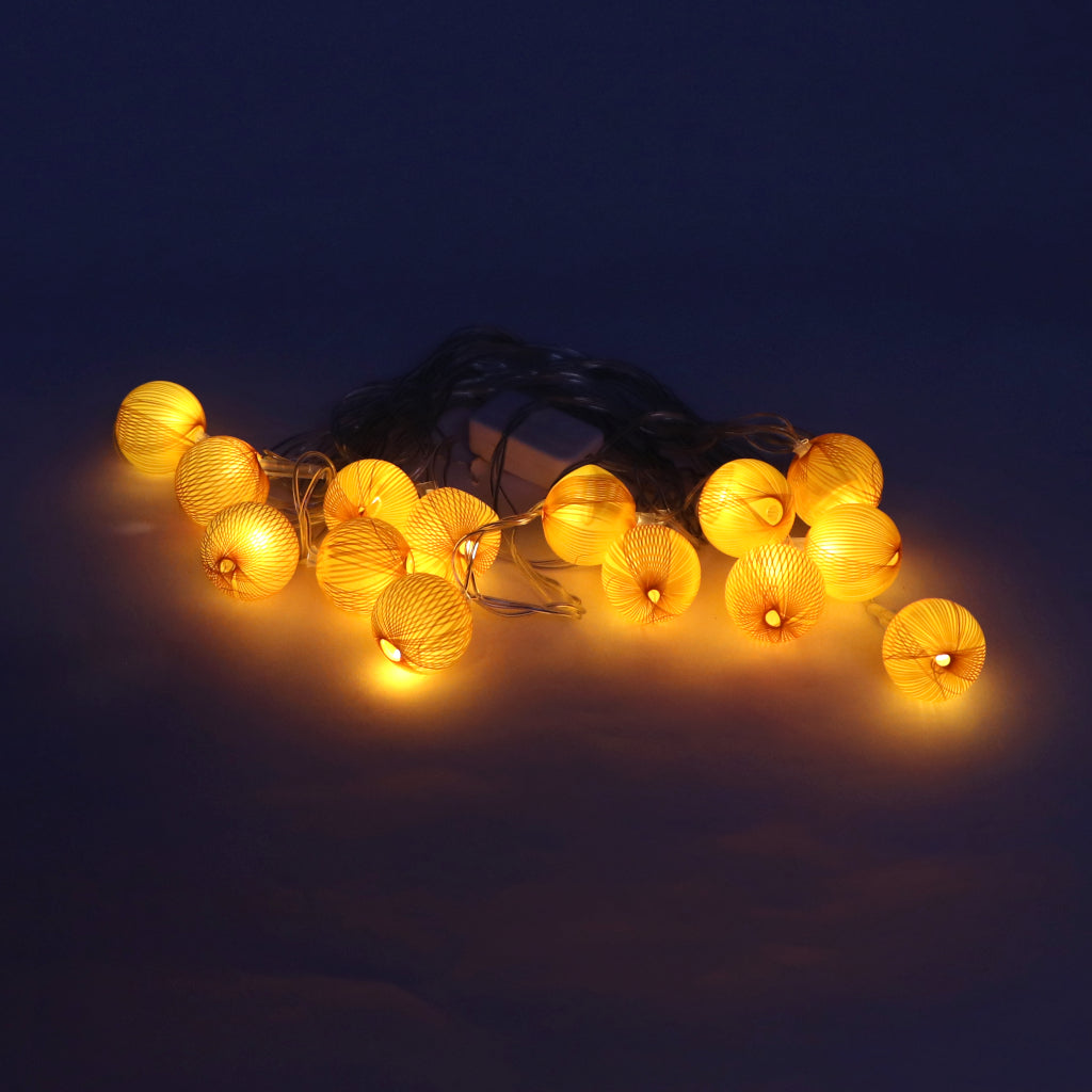 Mini Yellow Thread Balls 14 LED String Fairy Lights
