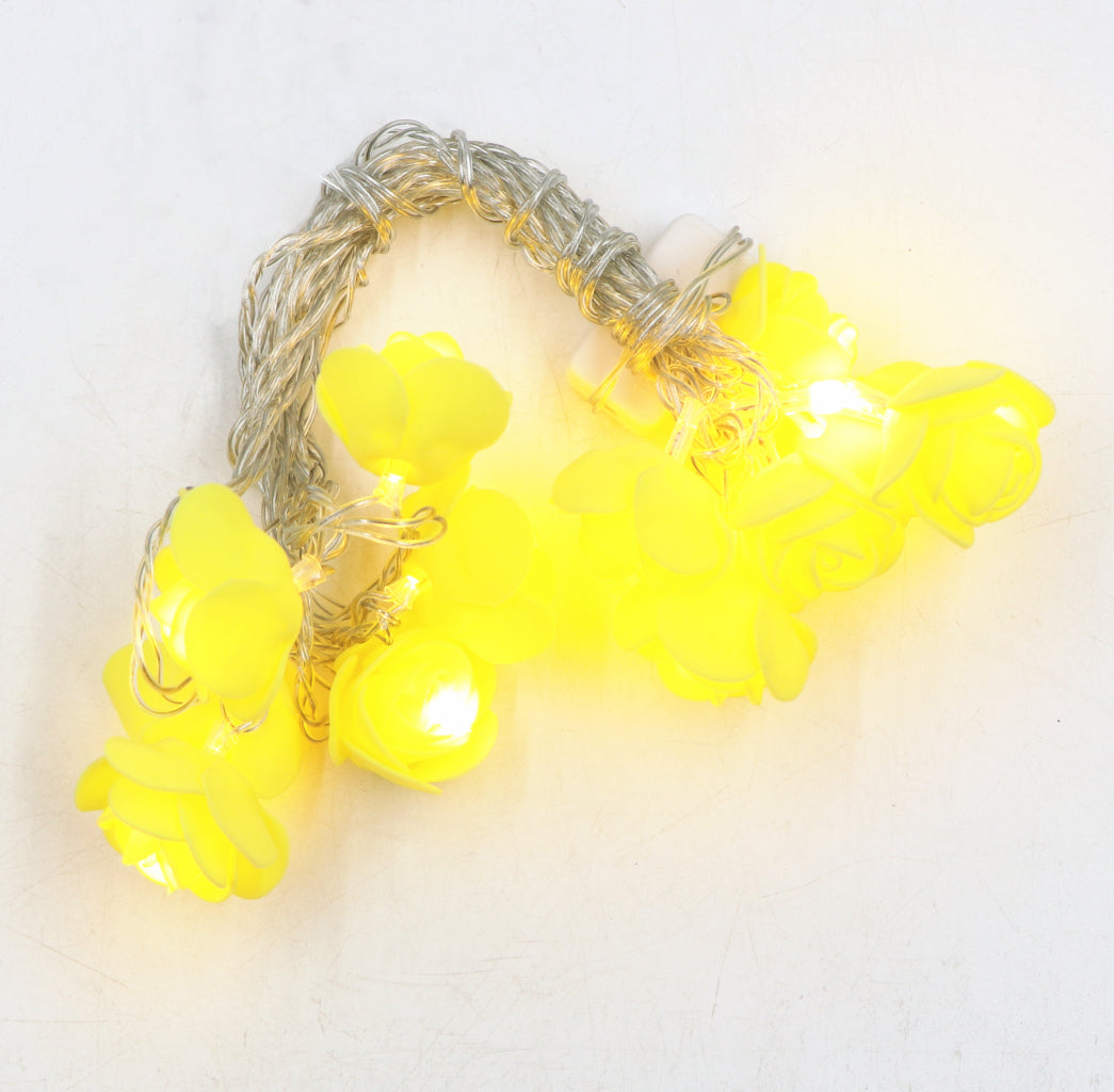 Small Yellow Rose 14 LED String Fairy Lights
