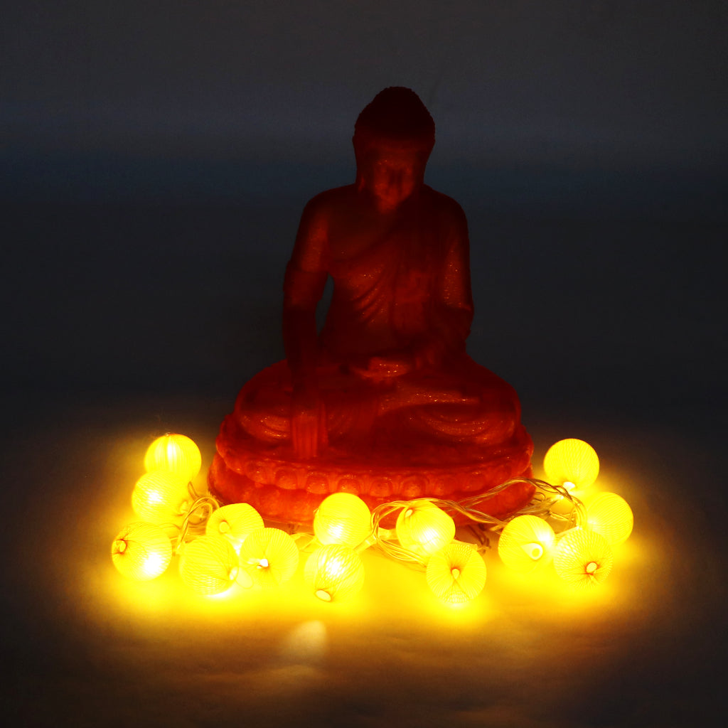 Mini Yellow Thread Balls 14 LED String Fairy Lights